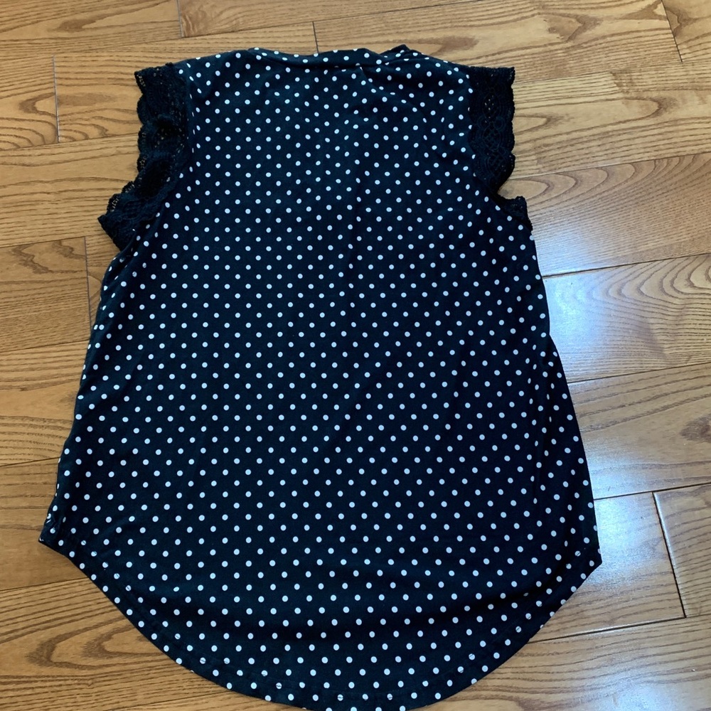 💛2/$20 Black Polka Dot Sleeveless Blouse - Classic Women's Top XL - Picture 5 of 5